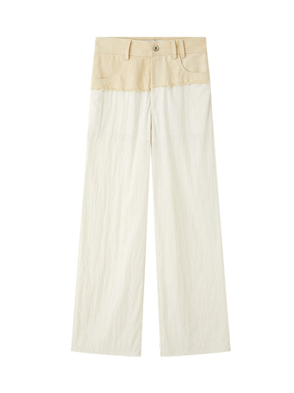 Raw Edge Straight Casual Wide Leg Pants
