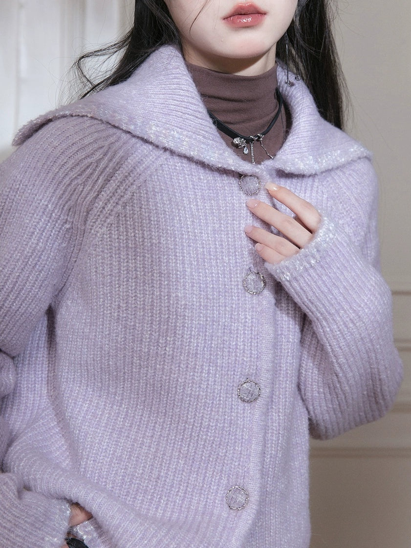Sailor Collar Knitted Jacket & Skirt