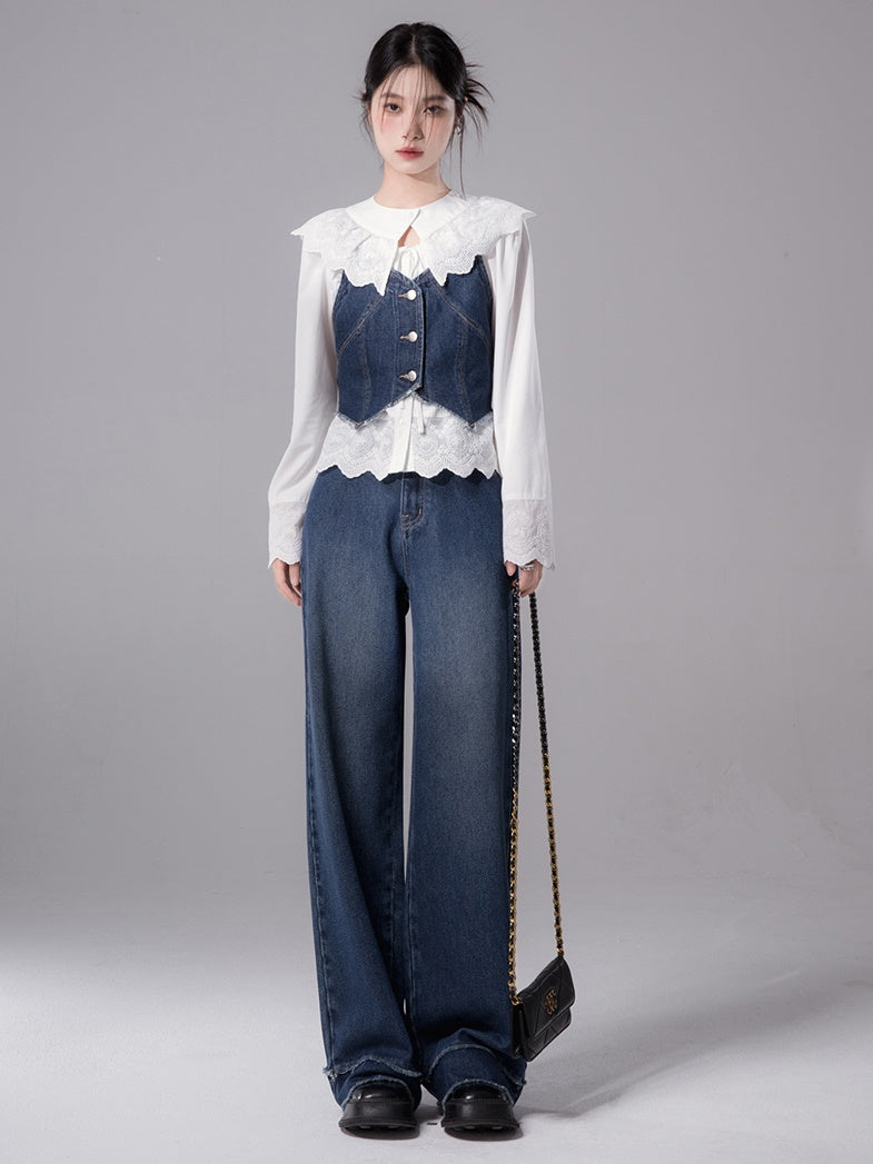 Dekorationskragen Spitzenstichhemd