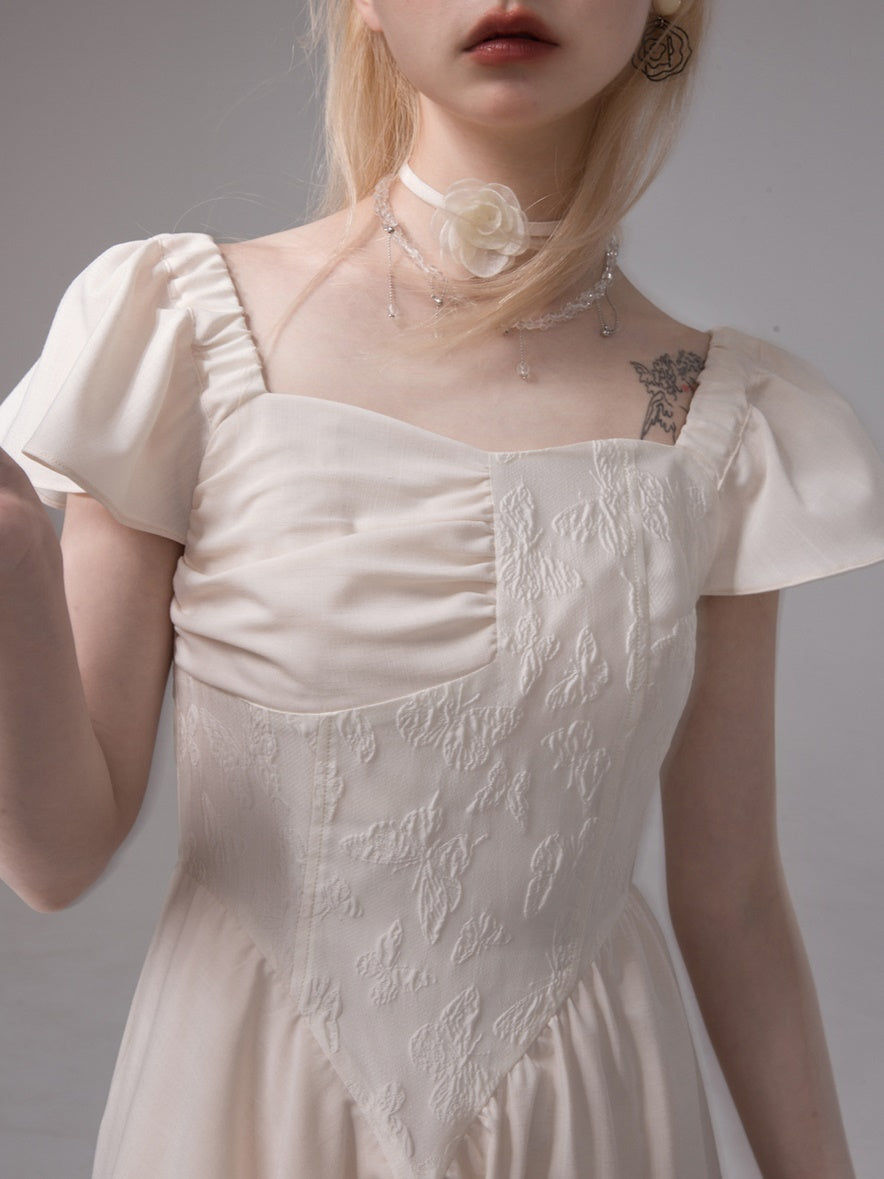 Pleated Jacquard Stitch One-Piece