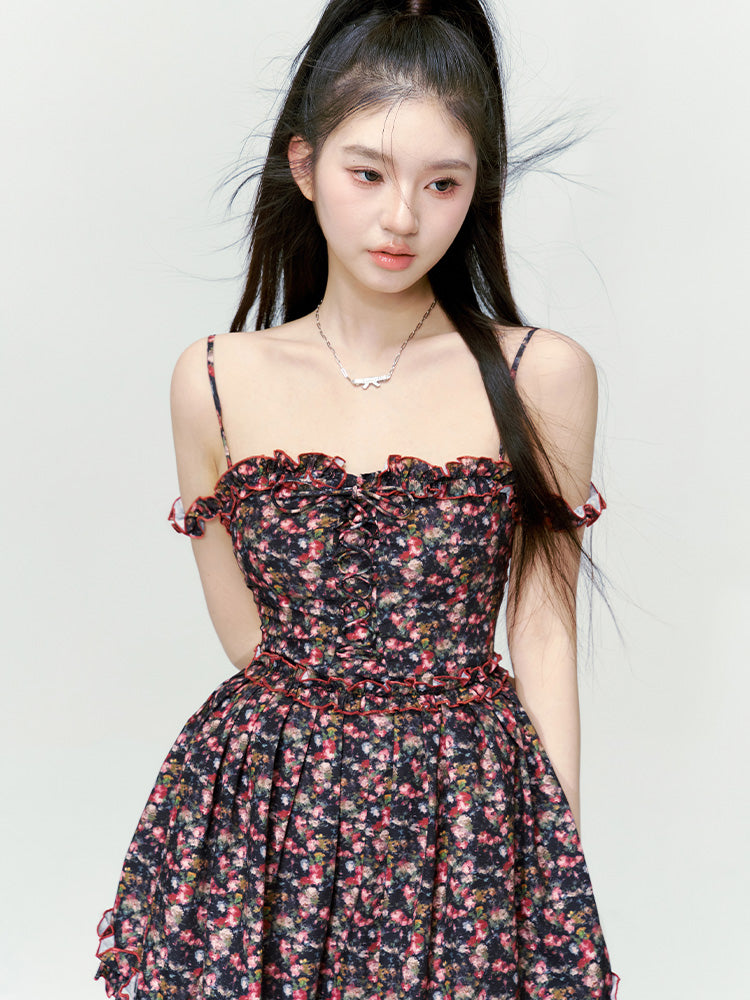 Blume Off-Shouder Retro ein Stück Retro