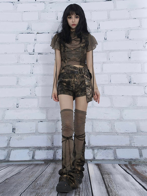 Smudge Print Hot Pants & Long Leg Cover