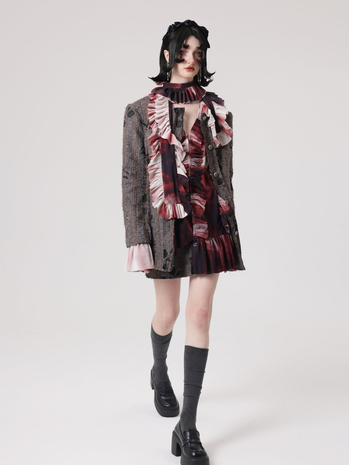 Small Fragrant Style Raw Edge Floral Jacket & Skirt