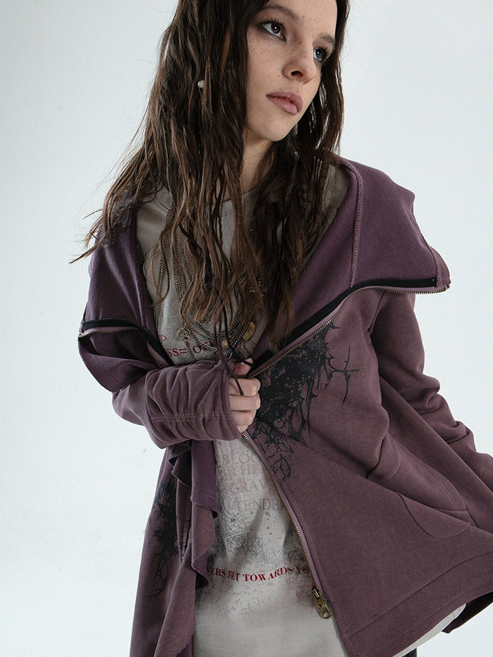 Ruffled Irregular Cut Sweat Jacket