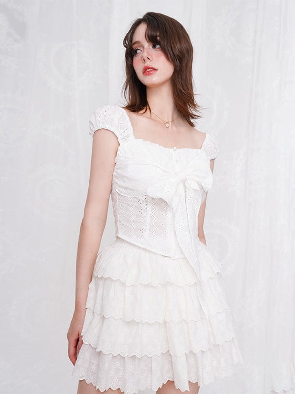 Puffy Embroidered Lace Cake Skirt Pants