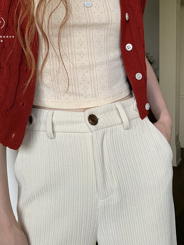 High Waist Corduroy Taste Straight Casual Pants