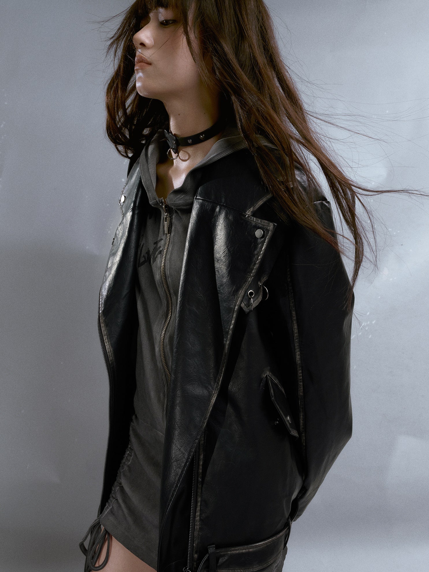 Retro lose Lederjacke