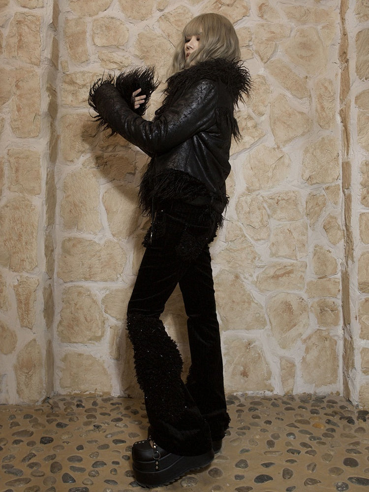 Splicing Low-Waisted Lace-Up Casual Pants