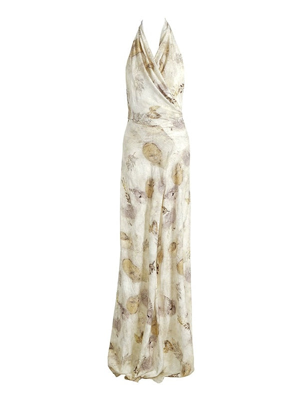 긴 홀터 넥 드레스를 인쇄하십시오