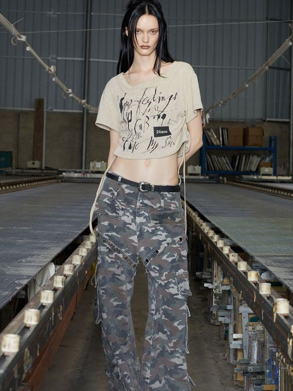 Pulling Up Belt Short Sleeve T-Shirt