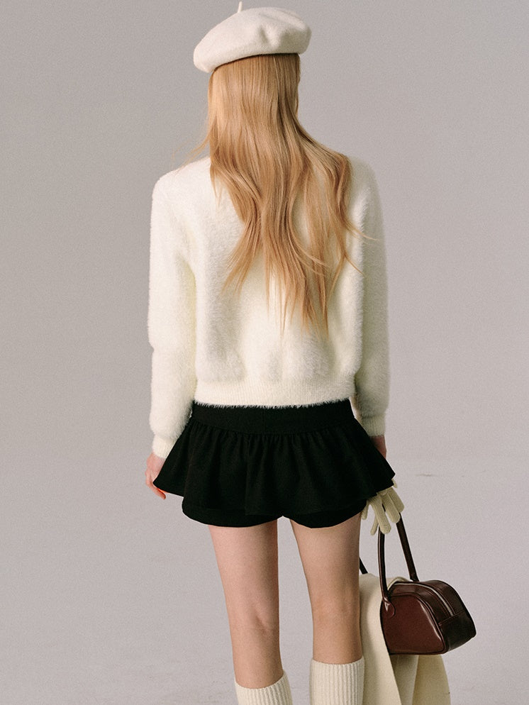 Jacquard Rose Bow Blipper Tripted Cardigan