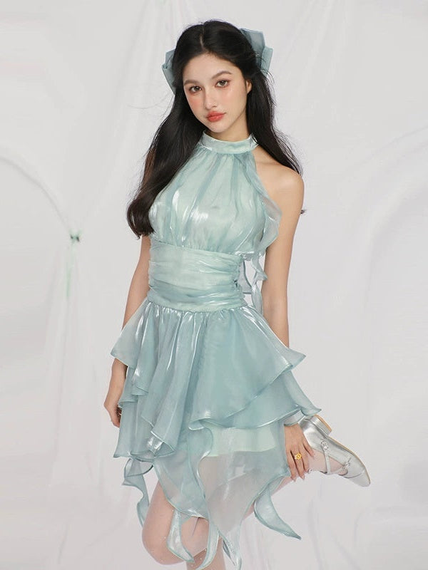 Irregular Streamer Gauze Sleeveless Puffy Dress  ARCANA ARCHIVE