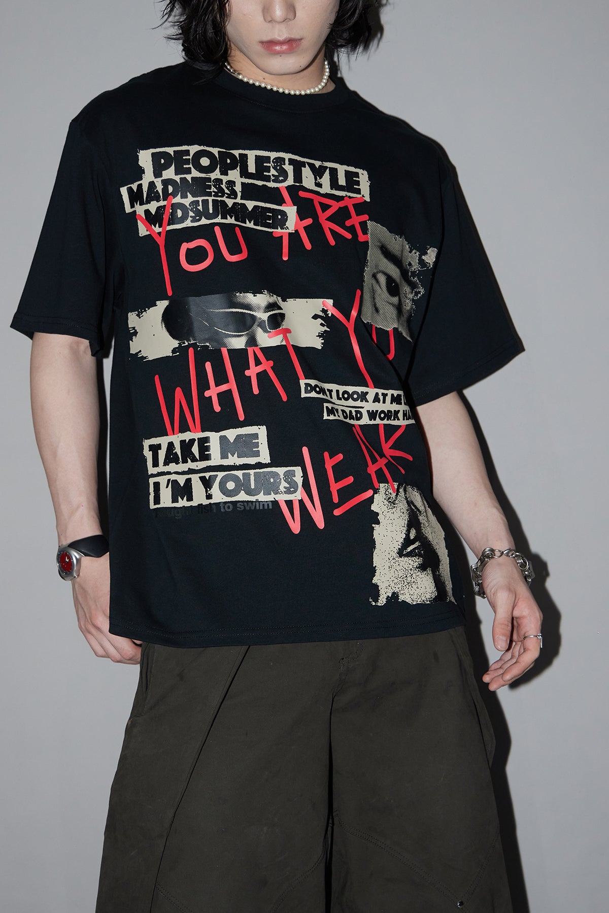 Graffiti Printed Letters Loose T-Shirt