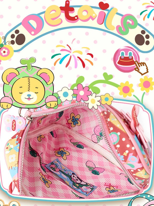 격자 무늬 플래시 카드 풍경 PU 트위스트 핸드백