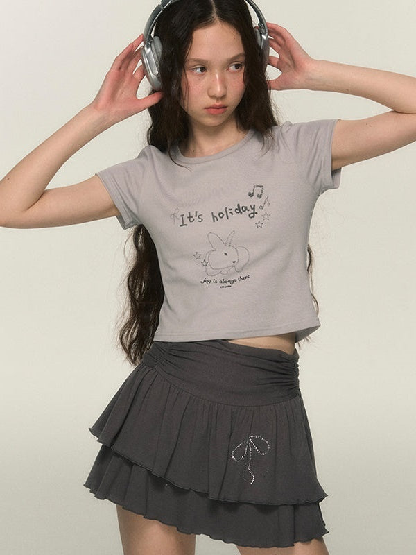 로우 웨이스트 더블 레이어 케이크 스커트 바지