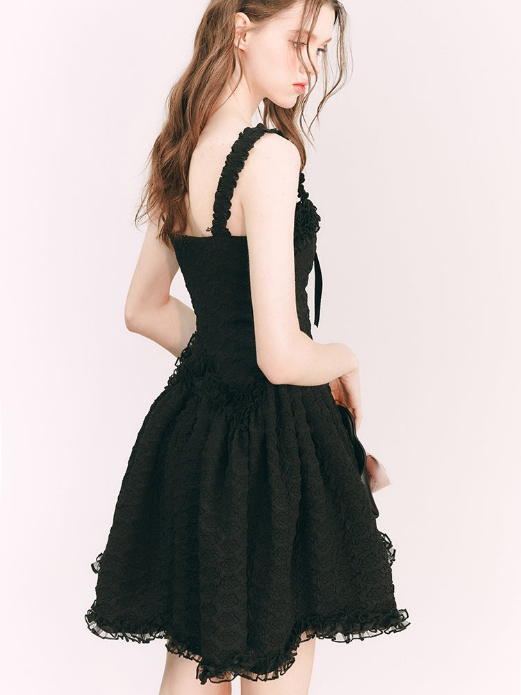Wildrose Fleur tridimensionnelle petite robe noire