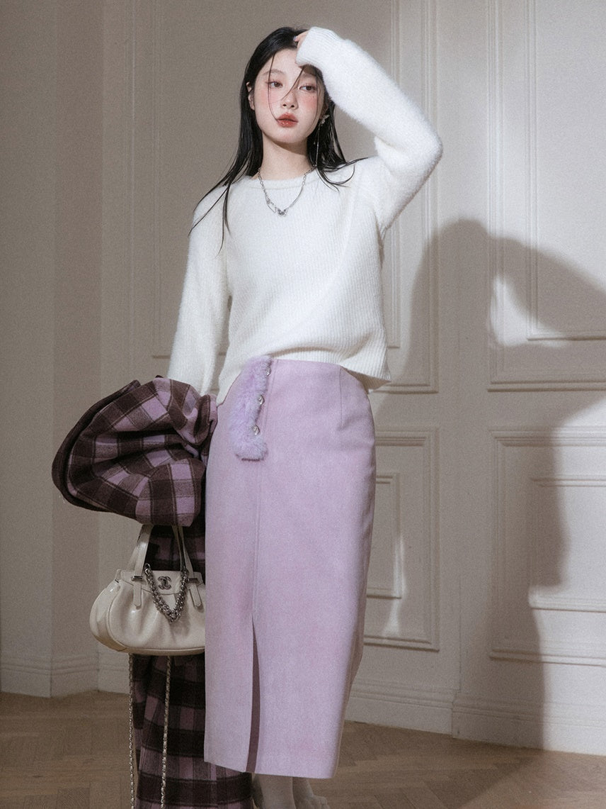 Pull à fente simple à col rond