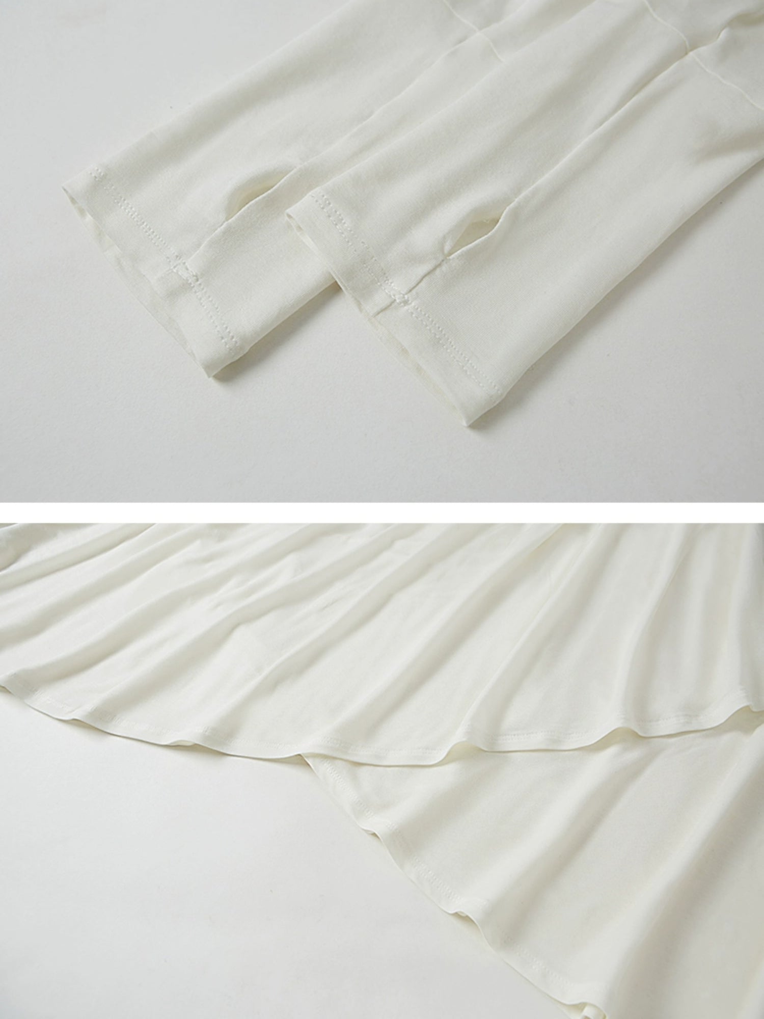 Classic Pleated Stitch Long-sleeved Sheer Dress