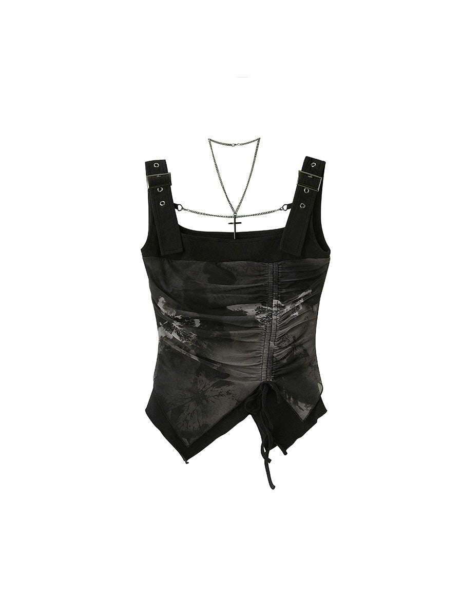 Punk Butterfly Mesh Suspenders Top