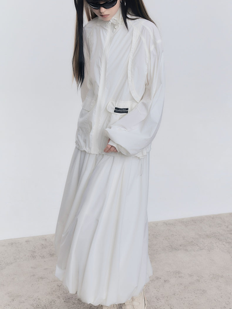 Sunscreen Stand Collar Jacket & Long Skirt