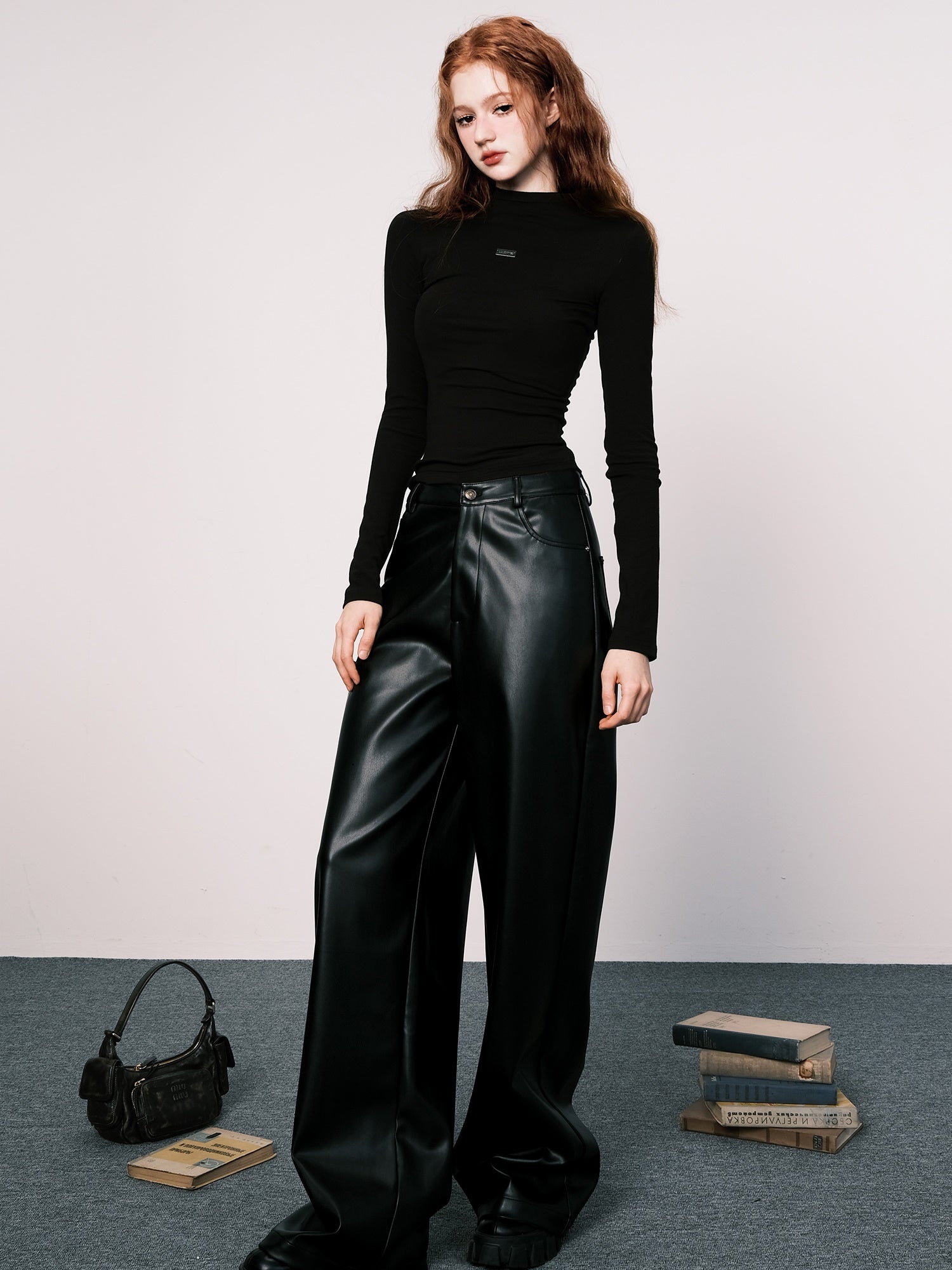 Half-Kyneck Elastic Slim Booding Shirt