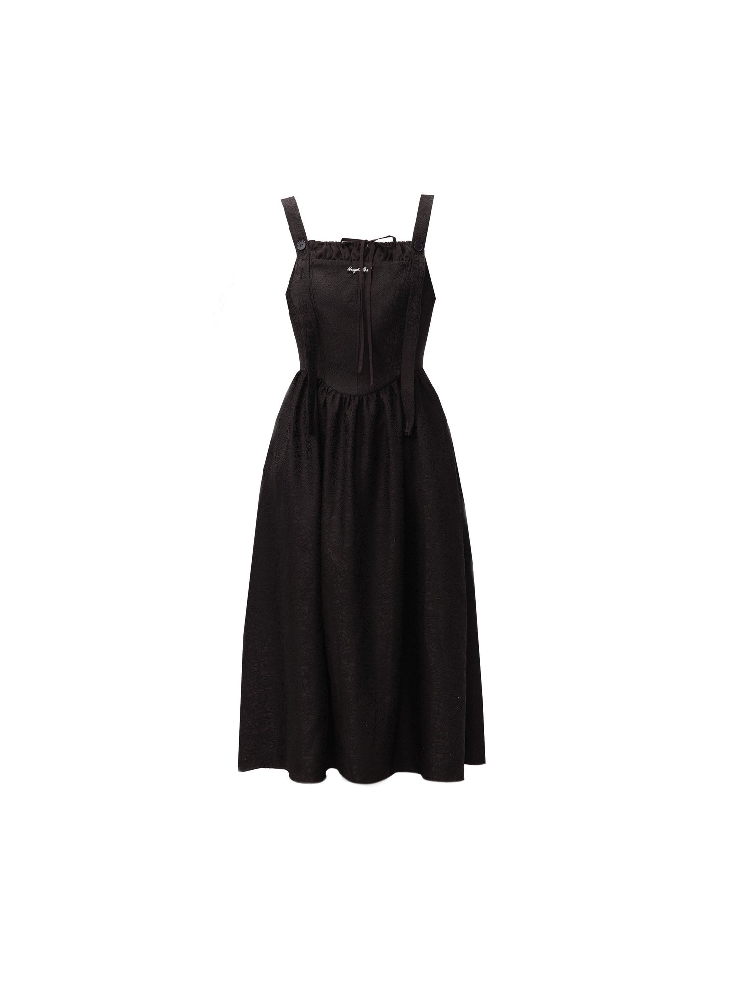 Jacquard Pleated Suspender Dress & Bow Patchwork Shirt