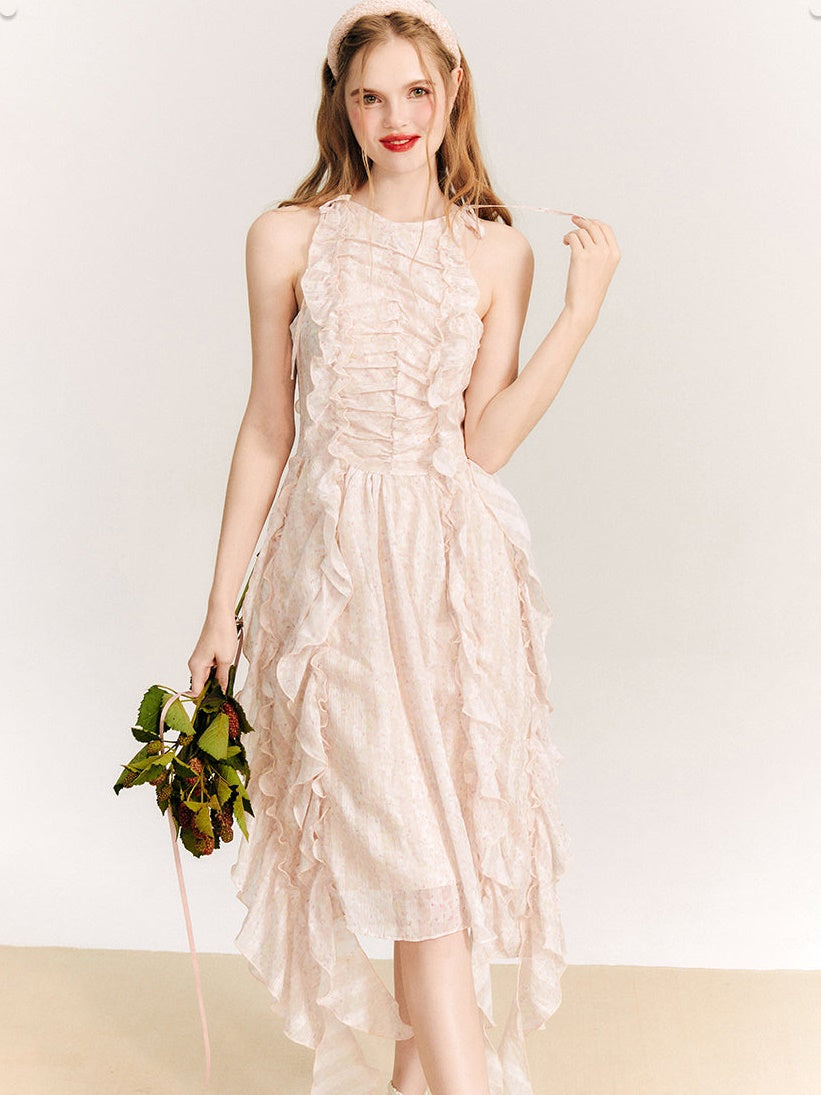 Fee unregelmäßiger Rüschpuffhülsen 2way -Kleid