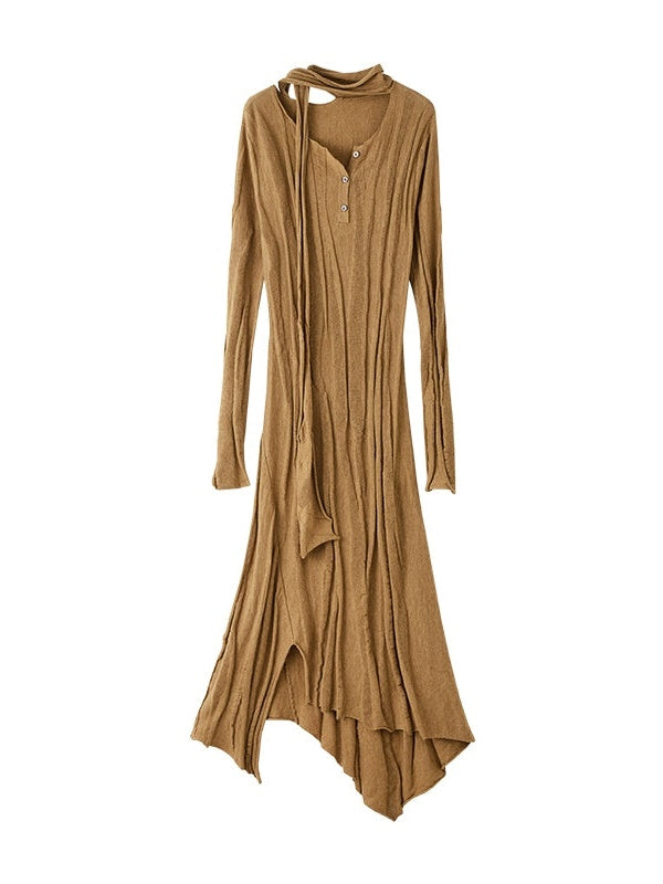 Unregelmäßiger Linienstich schlankes gestricktes Kleid