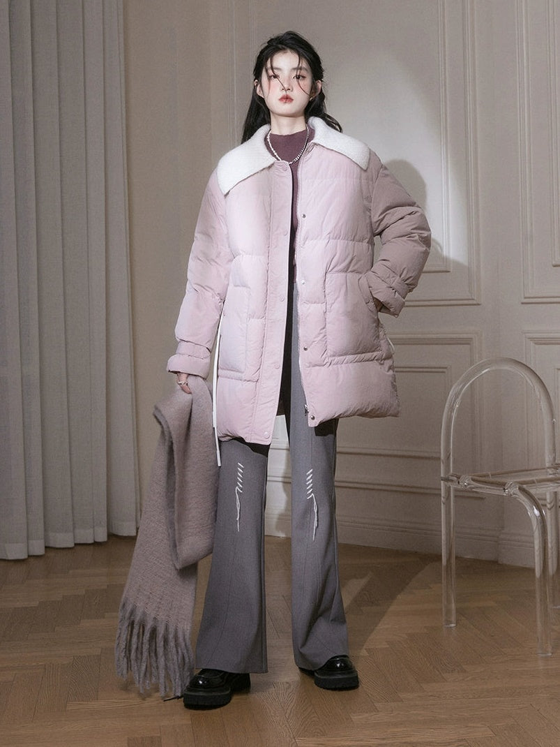 큰 옷깃 다운 재킷