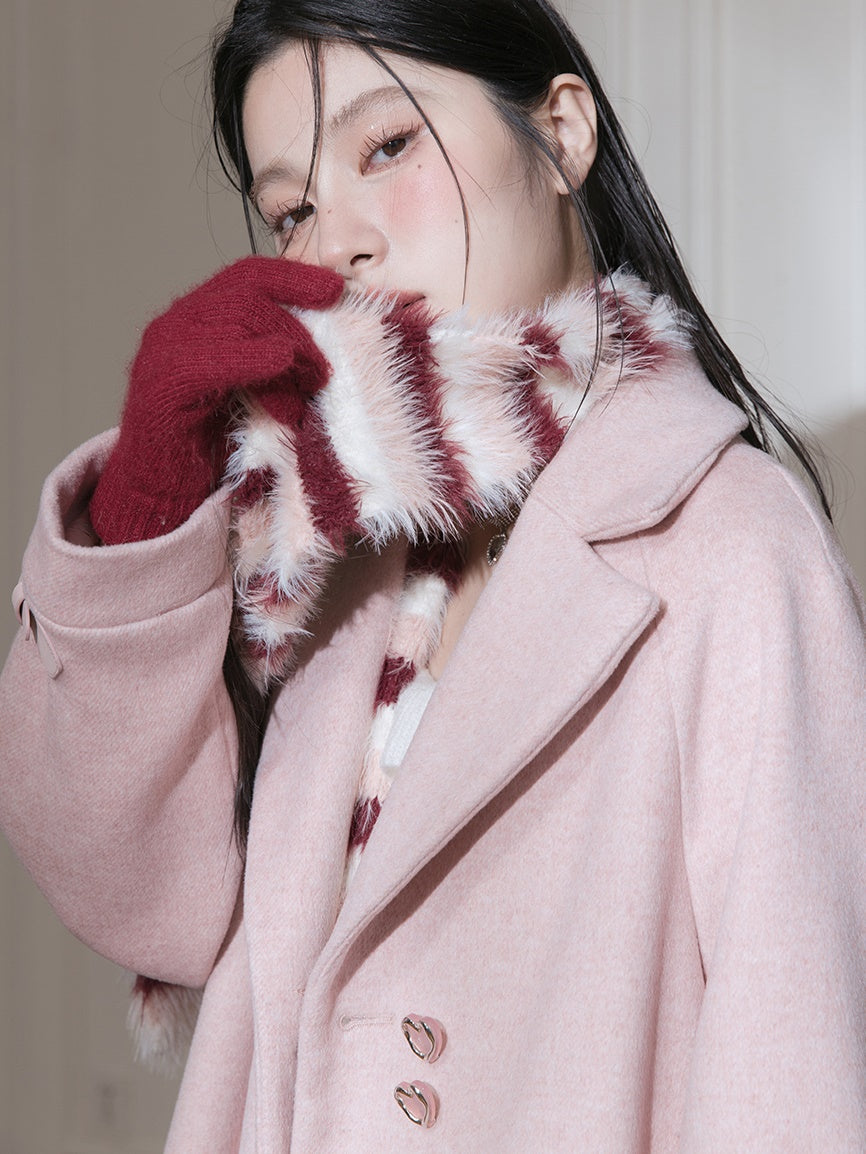 Gradient Border Sleeveress Fluffy Kleid & Schal