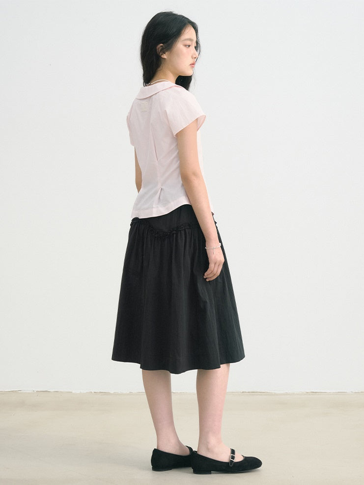 V-arc Design Waist Fungus Gather Skirt