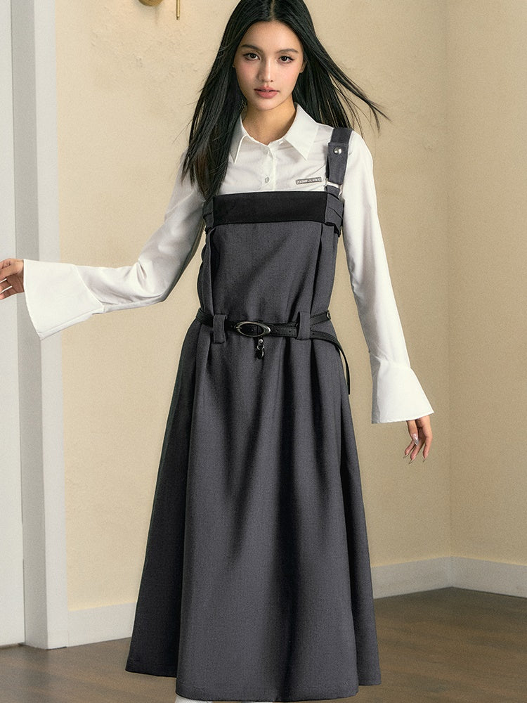 Color Contrast Adjustable Strap Skirt