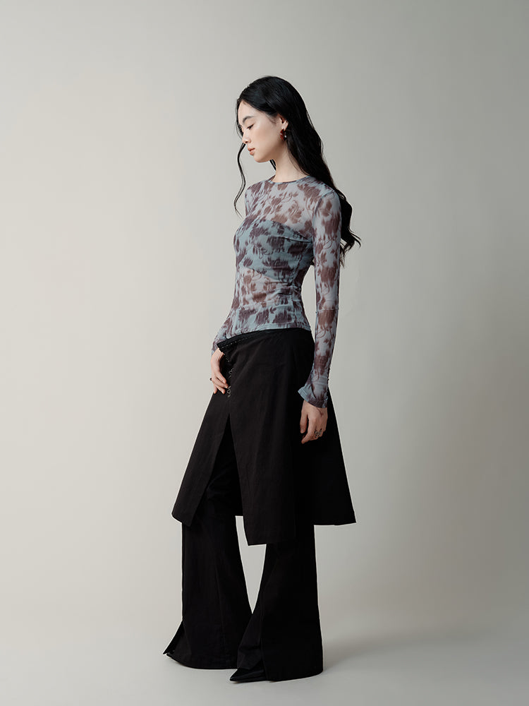 Digital Rose Printed Mesh T-shirt