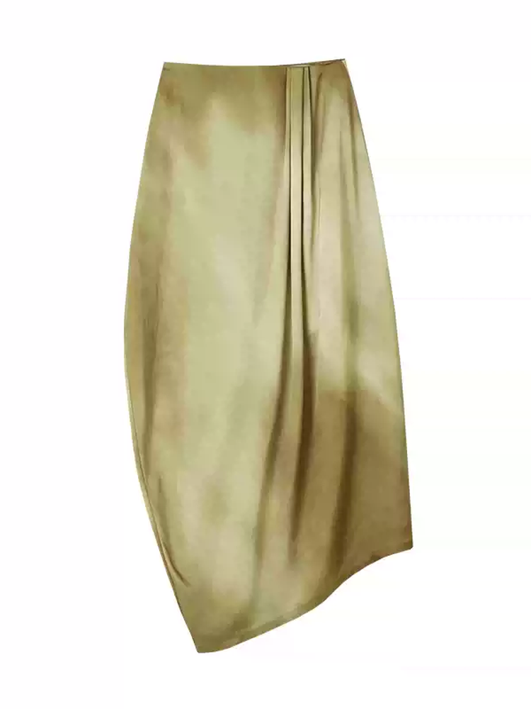 Tie-Dye Marble Retro Asymmetry Balloon Classy Long-Skirt