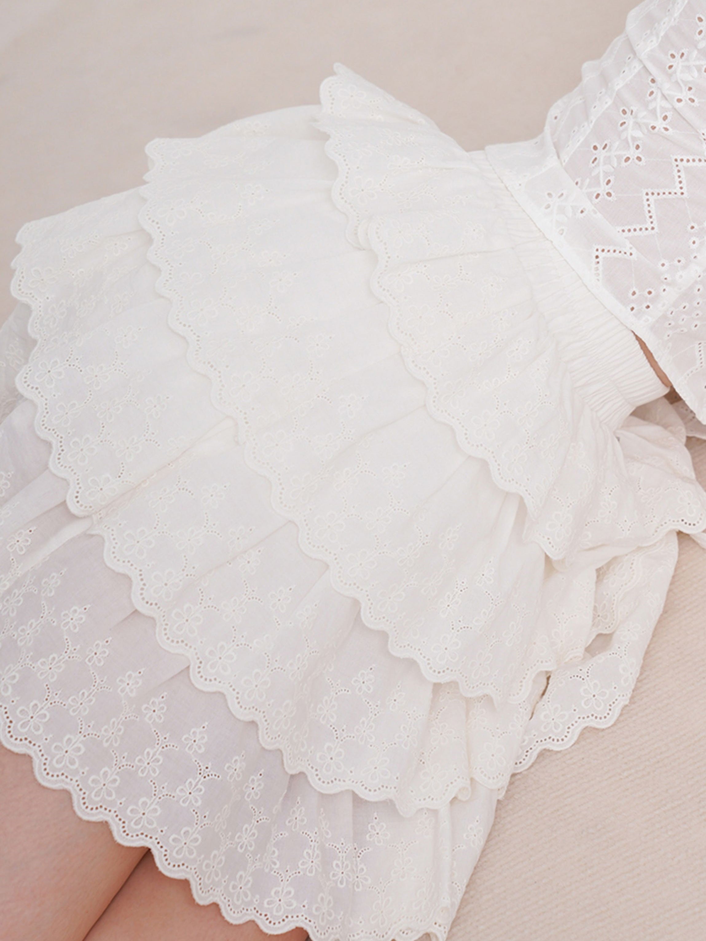 Puffy Embroidered Lace Cake Skirt Pants