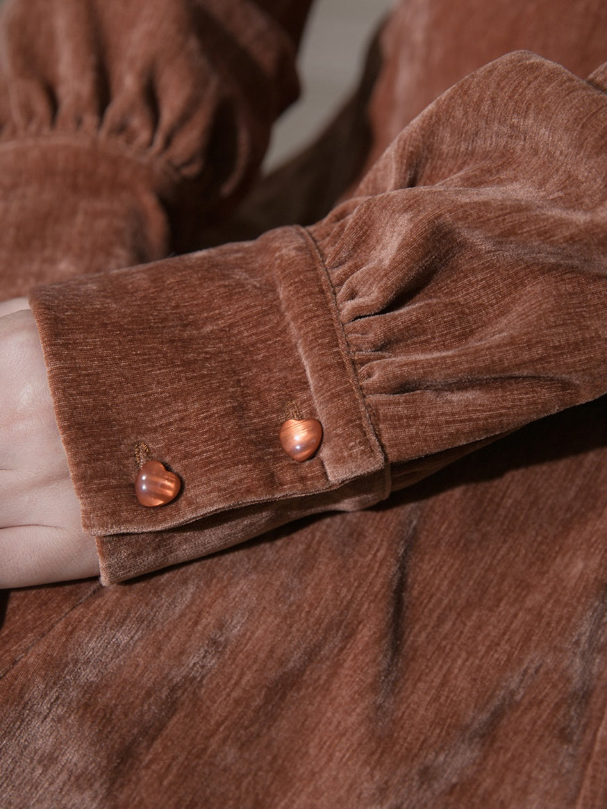 Robe courte en velours en V-à col