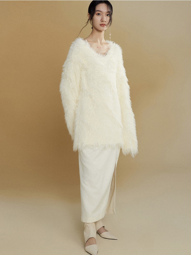 모피 케이블 큰 스웨터