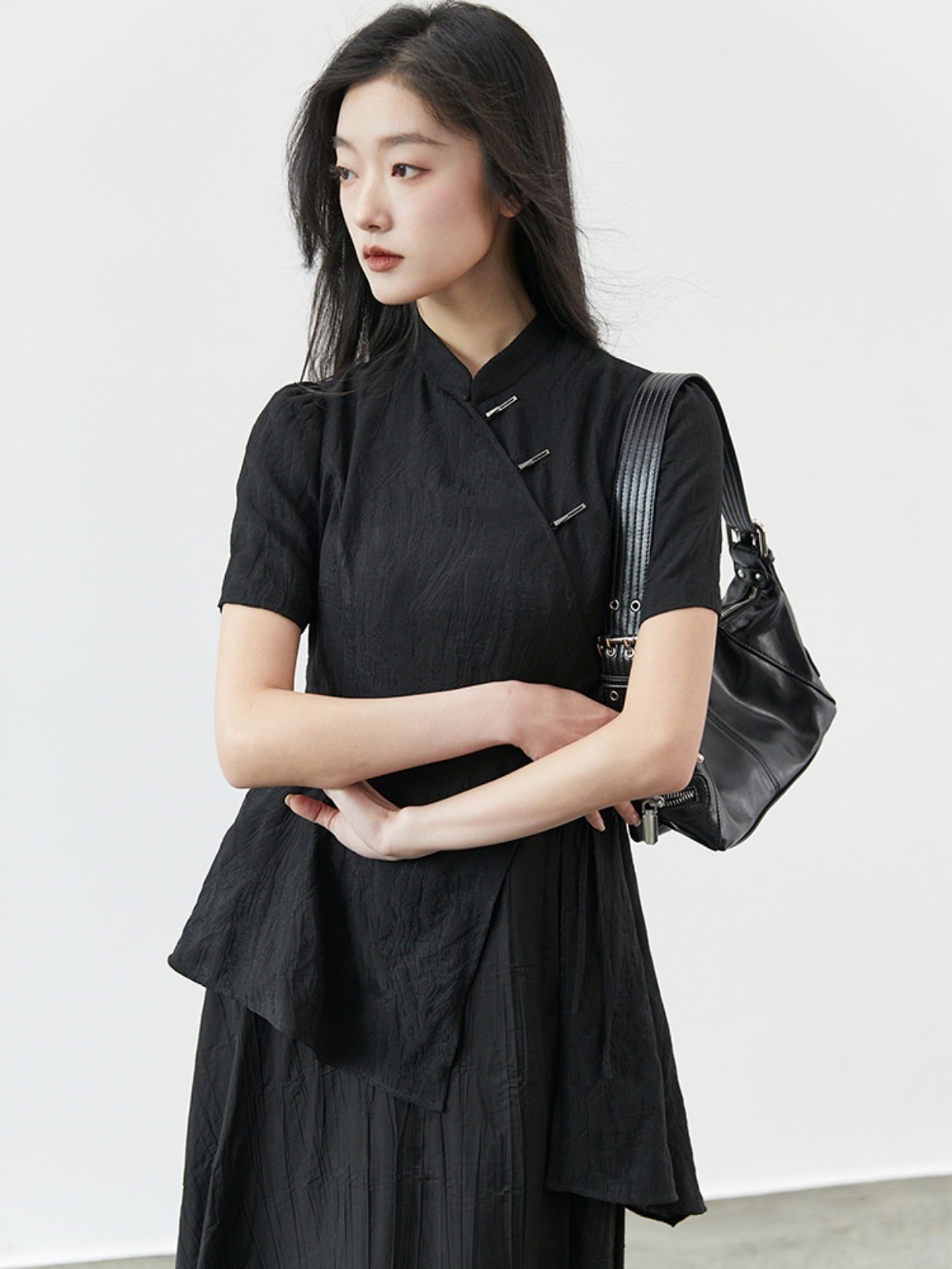 Cachecoeur 맛 스탠드 업 칼라 드레스