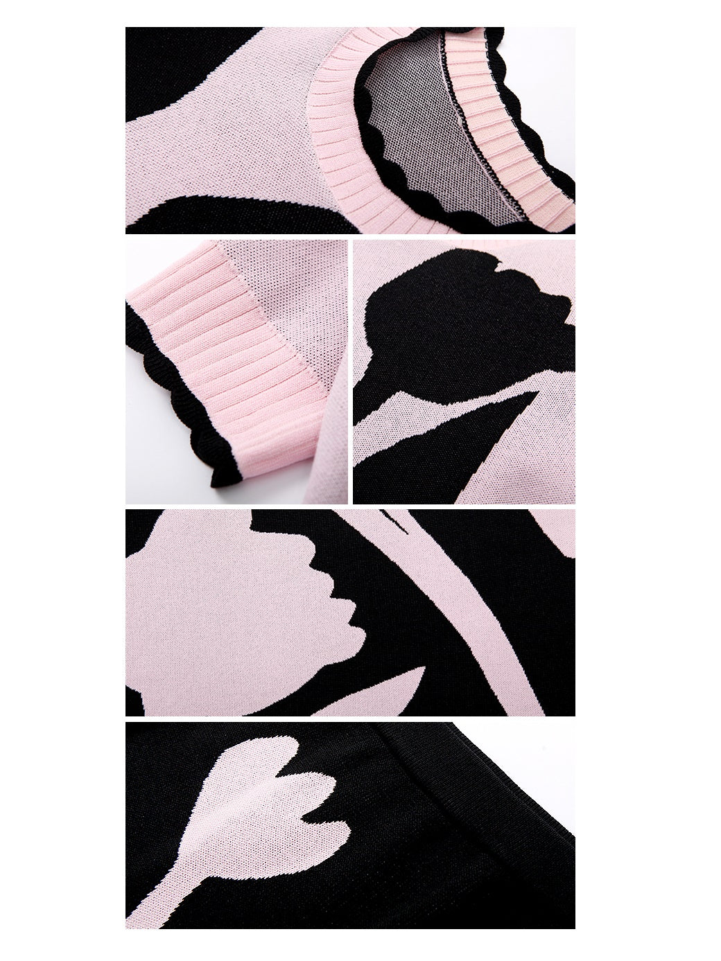 Tulip Contrast Color Short-Sleeeded Knit & Skirt