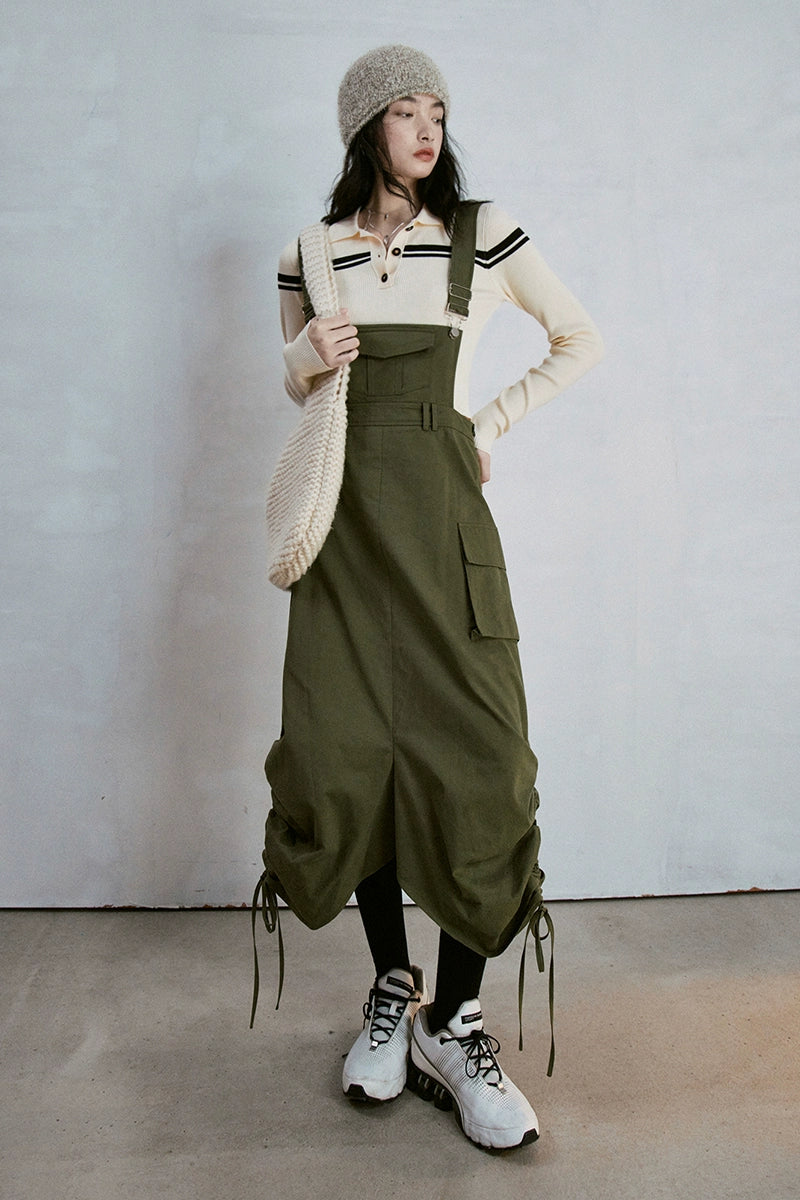 입체 포켓 워크 서스펜더 스커트