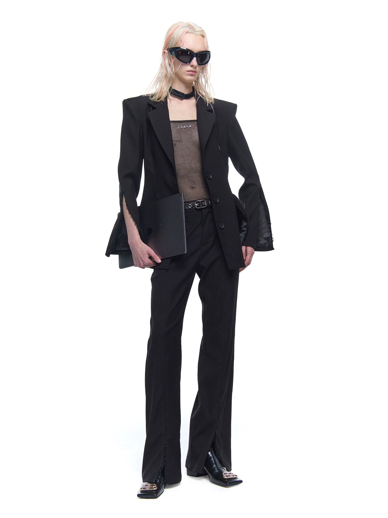 Zipper Slit Design Jacket & Pants