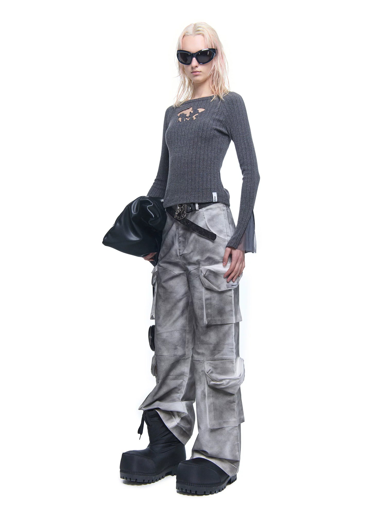 Hollow Slim Zipper Splicing Sweater