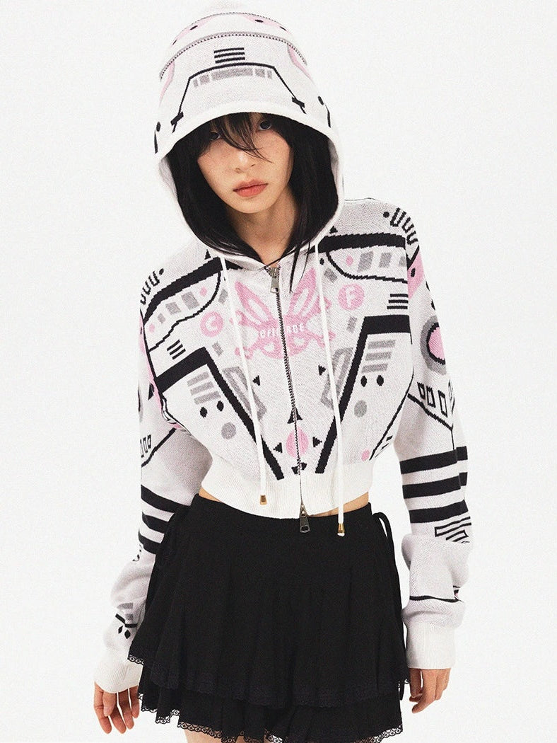 Krümmte mit Kapuze gestrickte Jacke