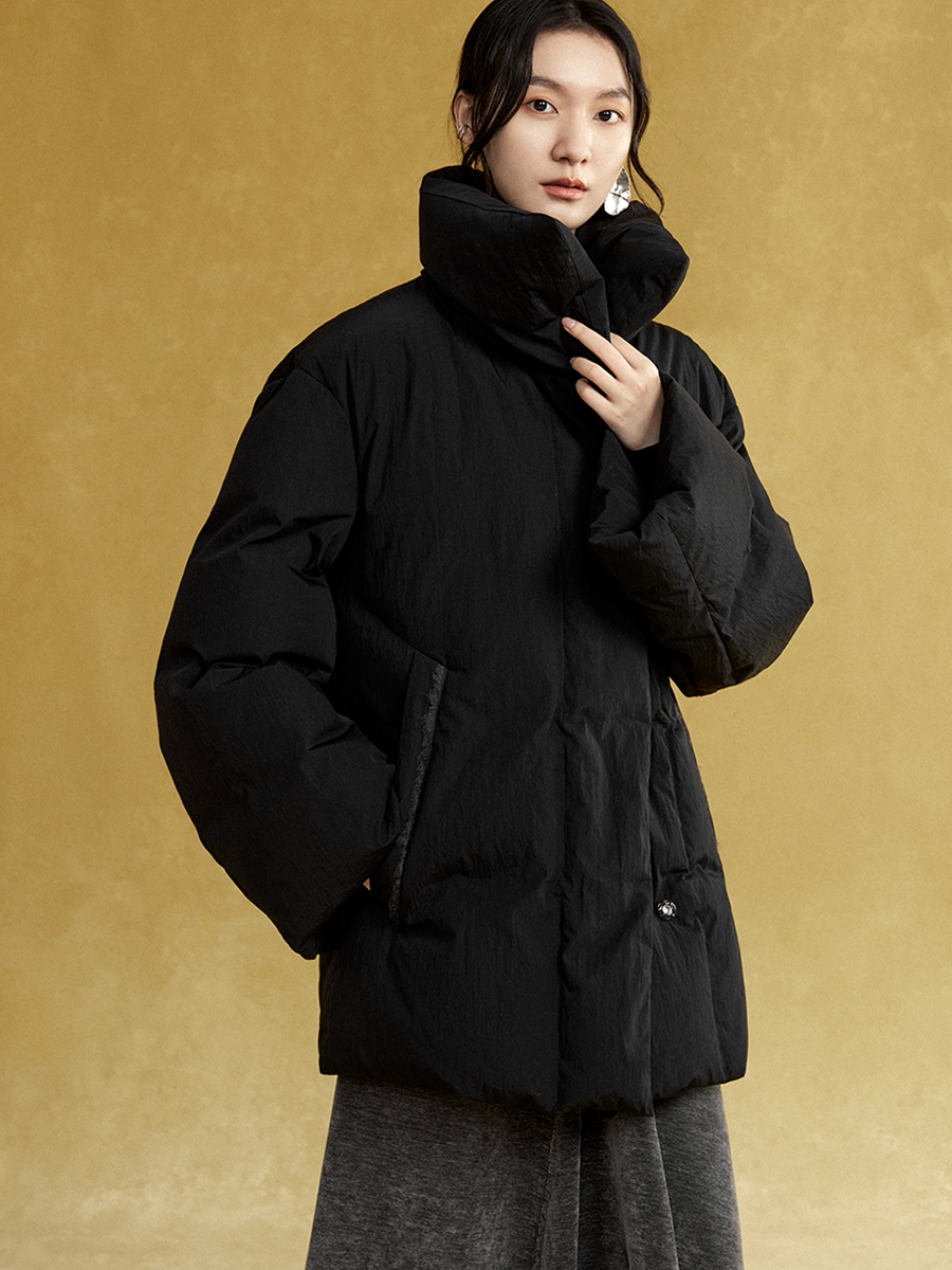 High-Neck Mid-length Down Jacket