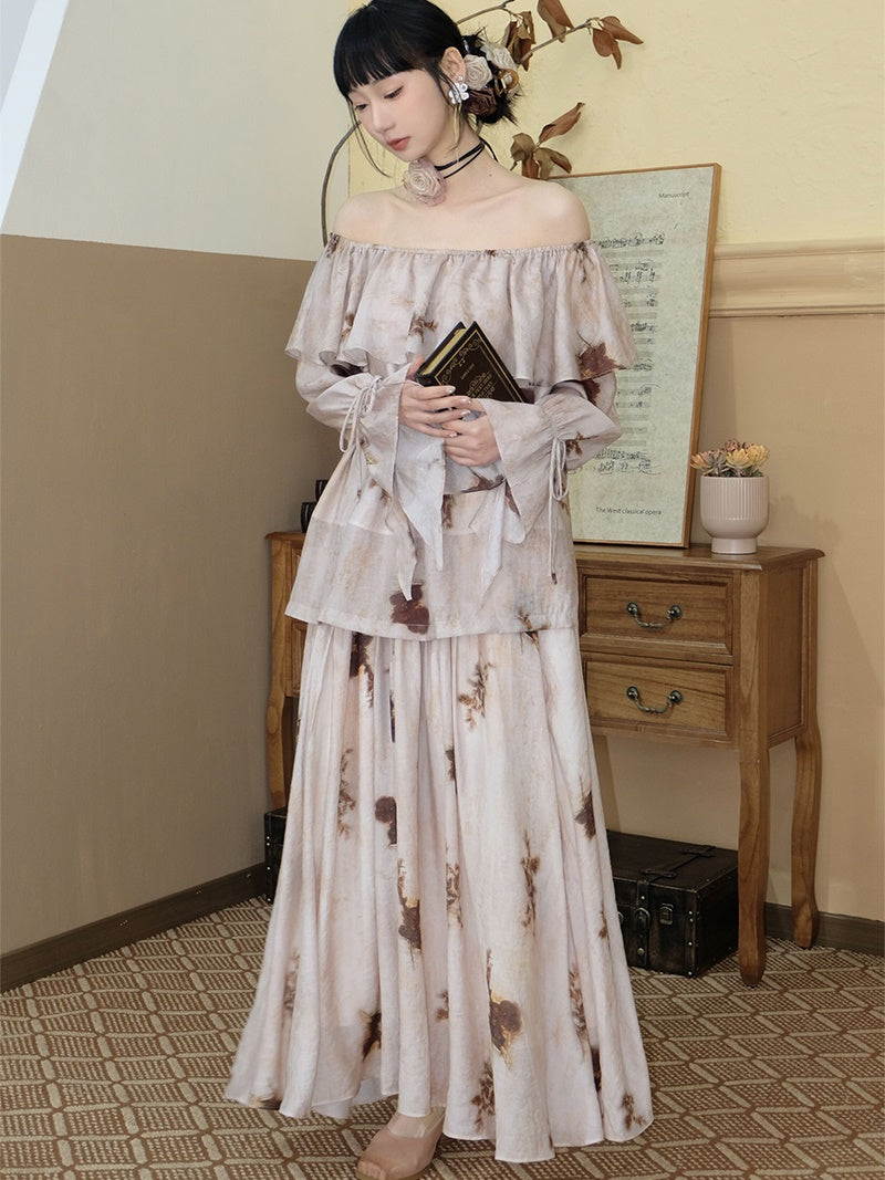 Tie-dye Style Long Gather Skirt