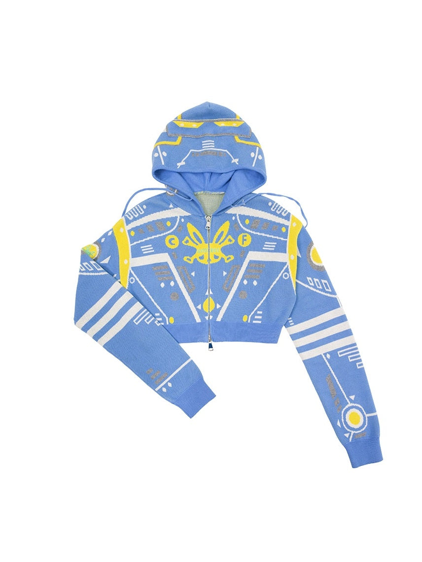 Krümmte mit Kapuze gestrickte Jacke