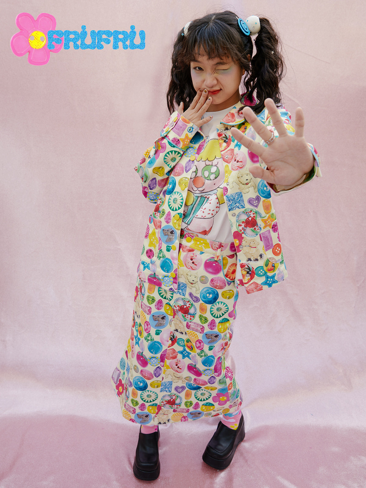 Print Raglan Sleeve Jacket