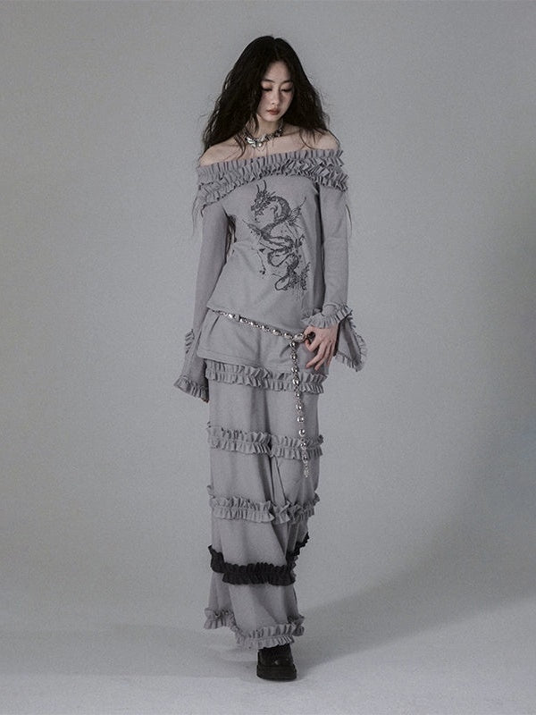 Fungus Hem Ruffled Leaf Skirt
