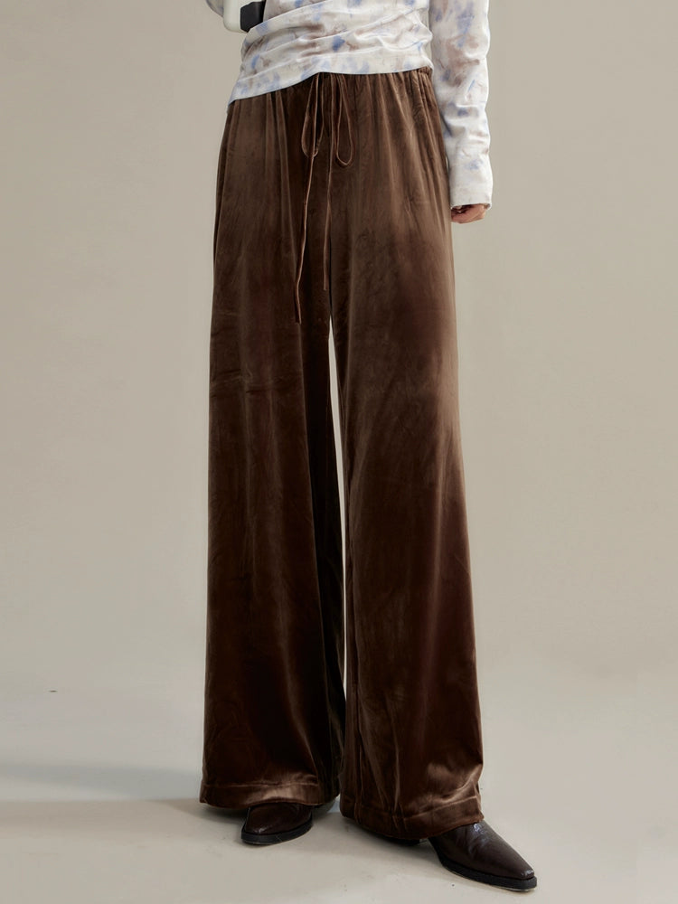 Pantalon décontracté en velours élastique