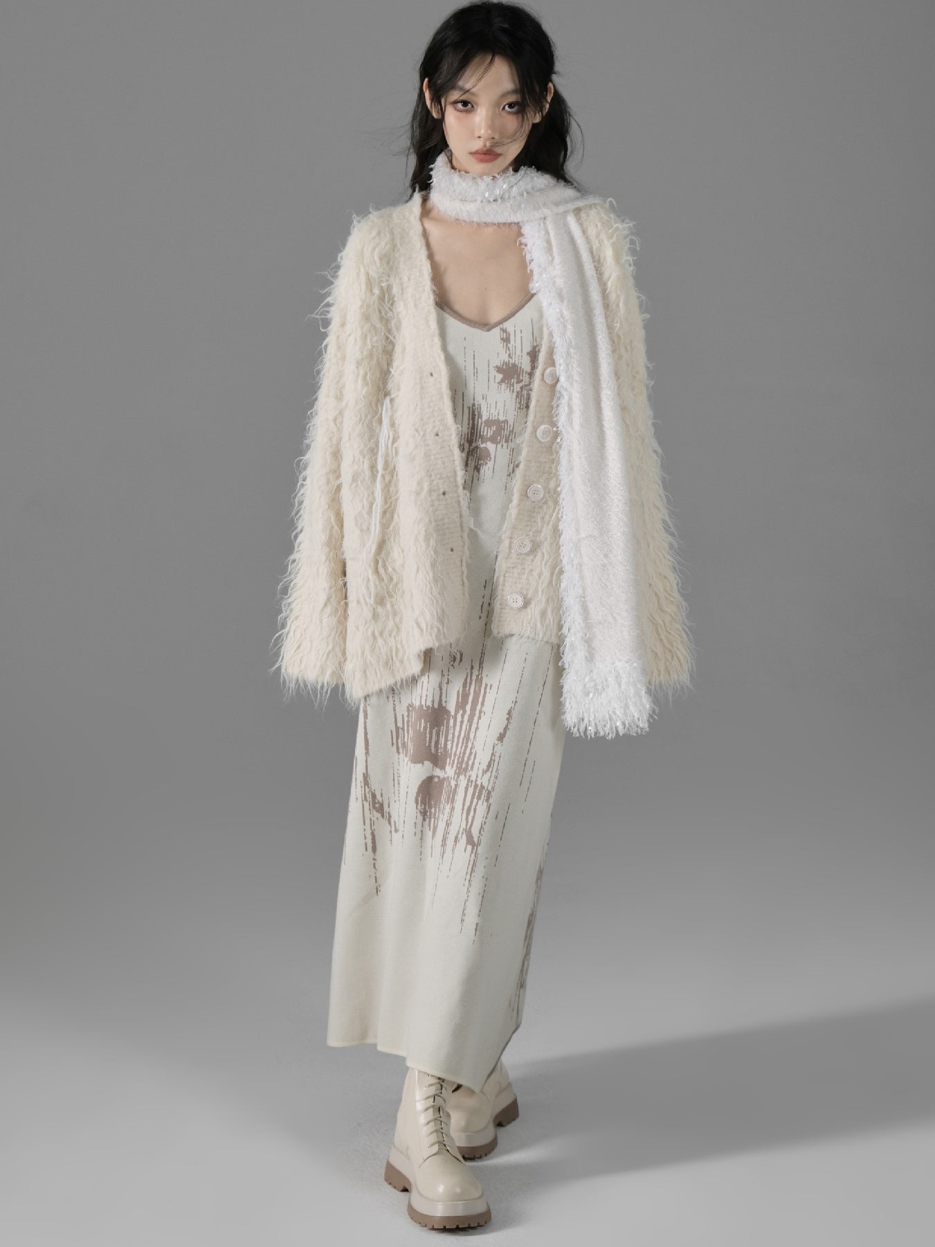 Tassel Feather Stitching Muffler
